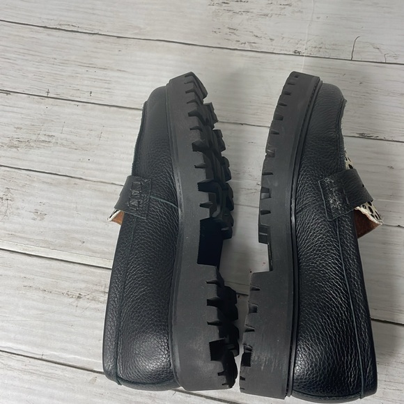 Bonaflex Leather and Calf Hair Animal Print Platform Lug Sole Loafer - Picture 5 of 13